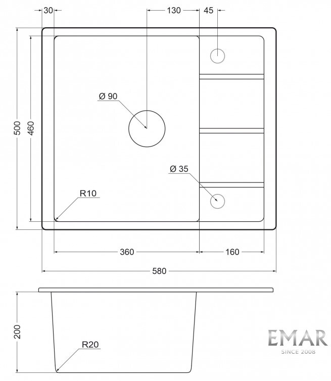 Детальное фото товара: Emar EMQ-1580.Q, мойка, гранит, авторио