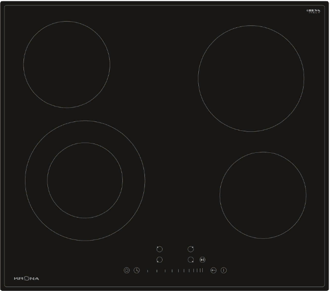 Фото товара: Krona LAUREL 60 BL стеклокерамическая поверхность