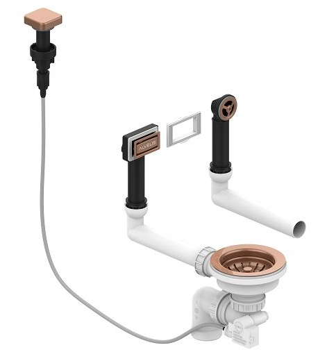 Фото товара: ALVEUS выпуск для мойки с вертикальным переливом POP UP COPPER new с рамкой и заглушкой