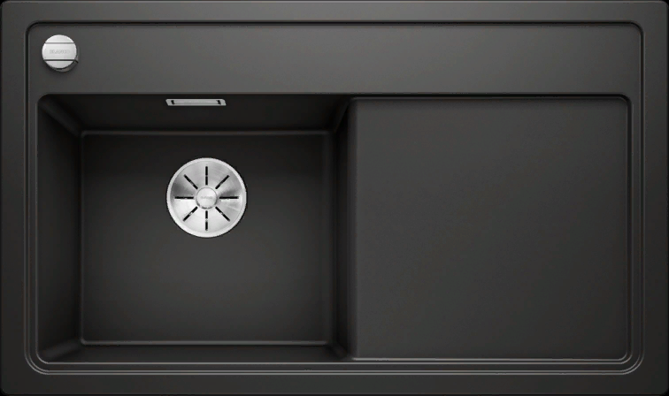 Детальное фото товара: Blanco Zenar 45S, мойка, гранит, черный, с клапаном-автоматом, чаша слева