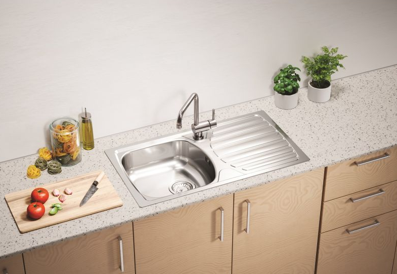 Детальное фото товара: ALVEUS BASIC 170 LEI-90 NEW, мойка, нержавеющая сталь лен (в комплекте с сифоном 1130550)