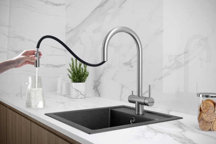 Детальное фото товара: KUCHENSTERN DRIM-FS, смеситель, нержавеющая сталь