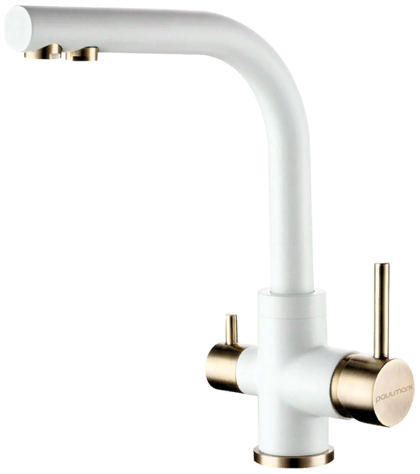 Фото товара: Paulmark ESSEN, смеситель, белый матовый/бронза