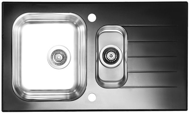 Фото товара: ALVEUS GLASSIX 20 RAL9005-90, мойка, нержавеющая сталь/стекло, черный (в компл.с сифон 1077134)