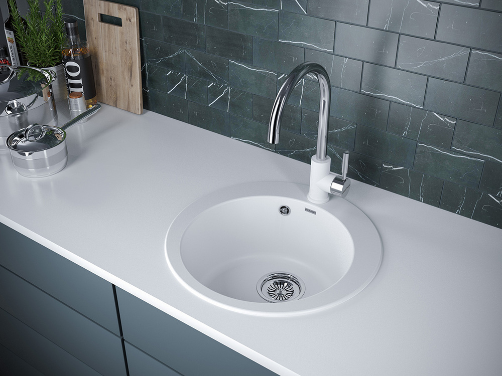 Детальное фото товара: Paulmark GELEGEN 50, мойка, гранит, белый