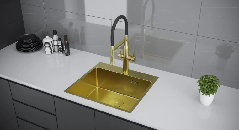 Детальное фото товара: KUCHENSTERN WERK 60, мойка, нержавеющая сталь, золото