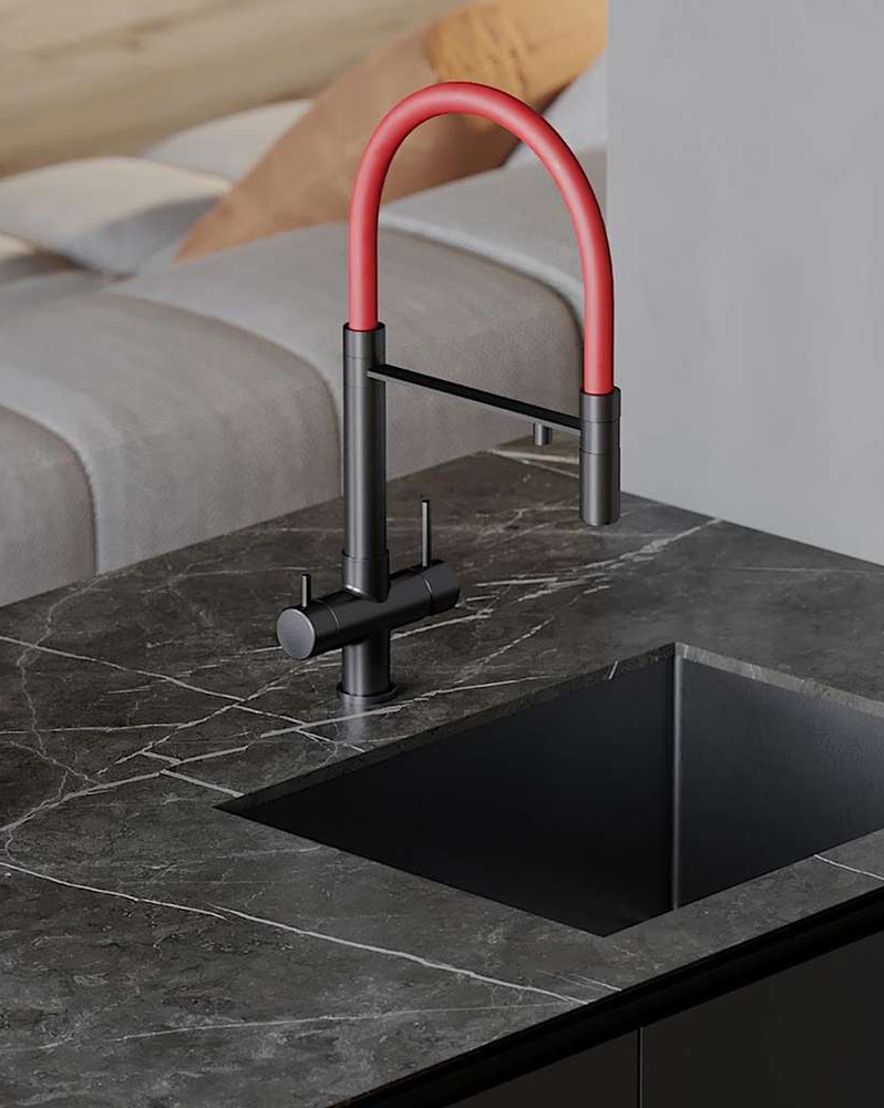 Omoikiri Kanto-C, смеситель, хром/белый гибкий шланг Детальное фото товара: Omoikiri Kanto-C, смеситель, хром/белый гибкий шланг