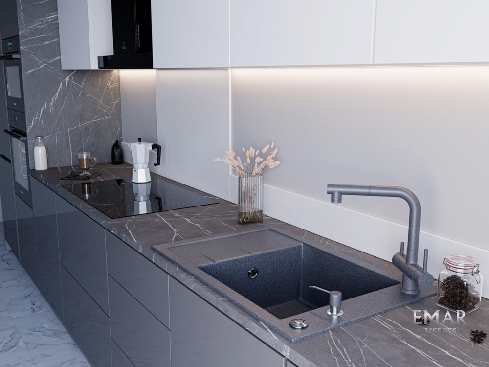 Детальное фото товара: Emar EMQ-1780.Q, мойка, гранит, антрацит