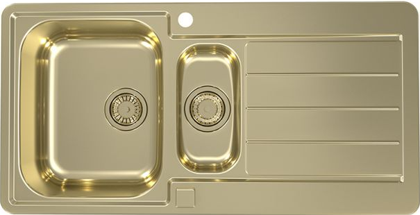ALVEUS LINE MONARCH 10 GOLD, мойка, нерж.сталь, золотой (в компл. с выпуском без сифона) Фото товара: ALVEUS LINE MONARCH 10 GOLD, мойка, нерж.сталь, золотой (в компл. с выпуском без сифона)