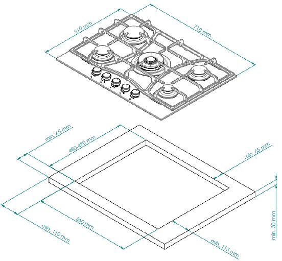 Детальное фото товара: Kuppersberg FS 710 Ant Bronze газовая поверхность