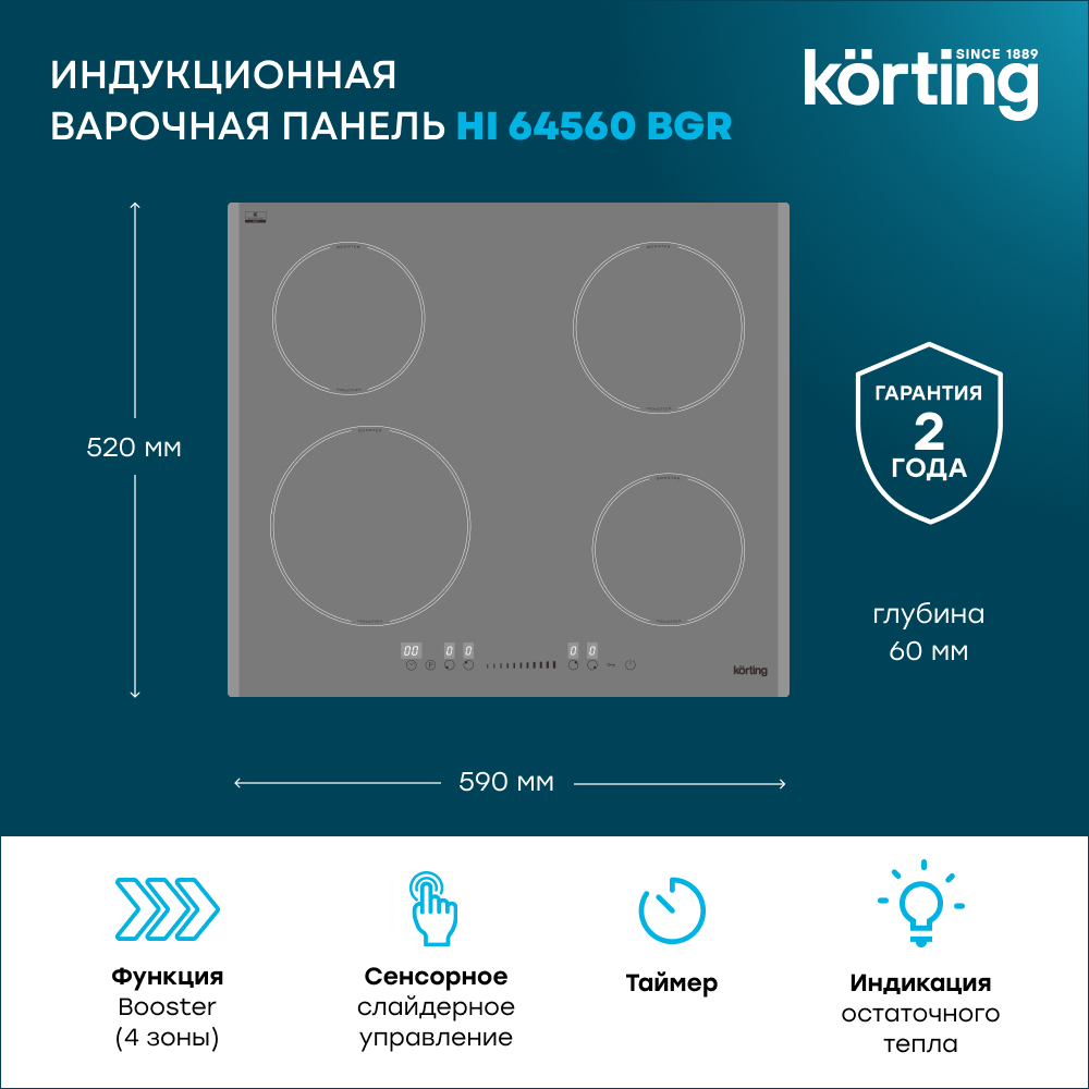 Детальное фото товара: Korting HI 64560 BGR индукционная поверхность