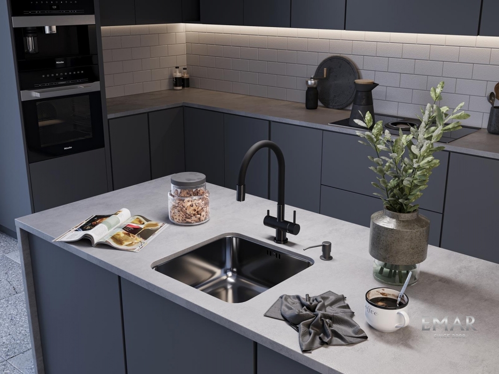 Детальное фото товара: Emar EMB-127A PVD Nano Dark, мойка, вороненая сталь