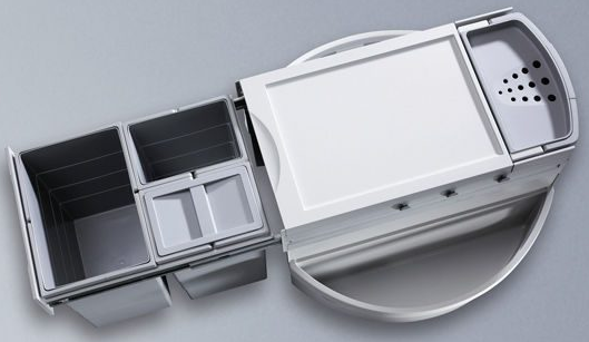 Фото товара: Hailo Rondo Comfort выдвижная система с 3 мусорными ведрами: 1шт. - 20л, 2шт. по 10л.