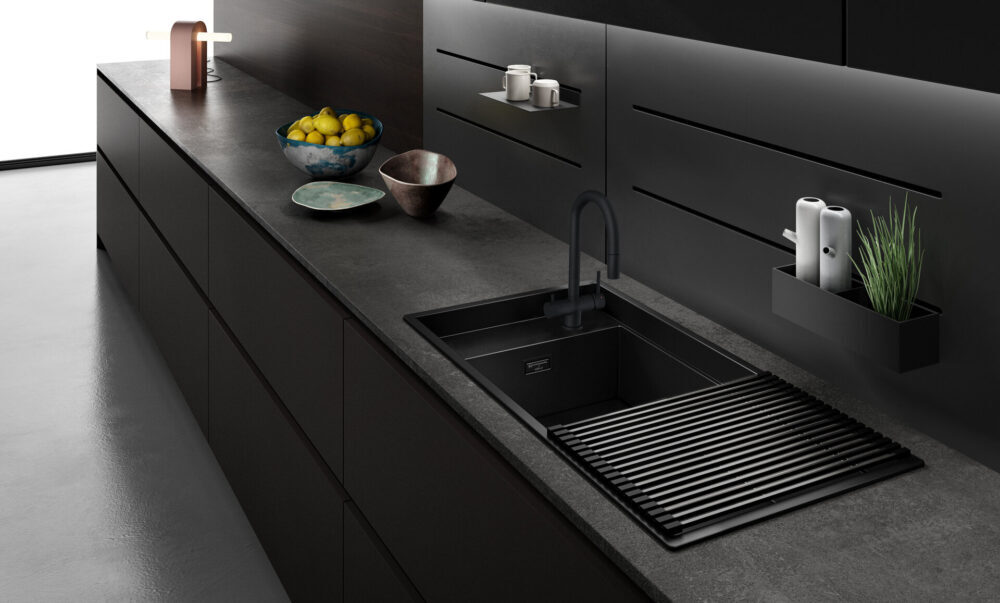 Детальное фото товара: Omoikiri Kinaru Pro 86-U/I GB, мойка, керамика, графит
