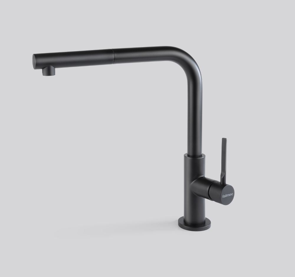 Детальное фото товара: Falmec TREVI CORNER MATT BLACK, смеситель, черный матовый