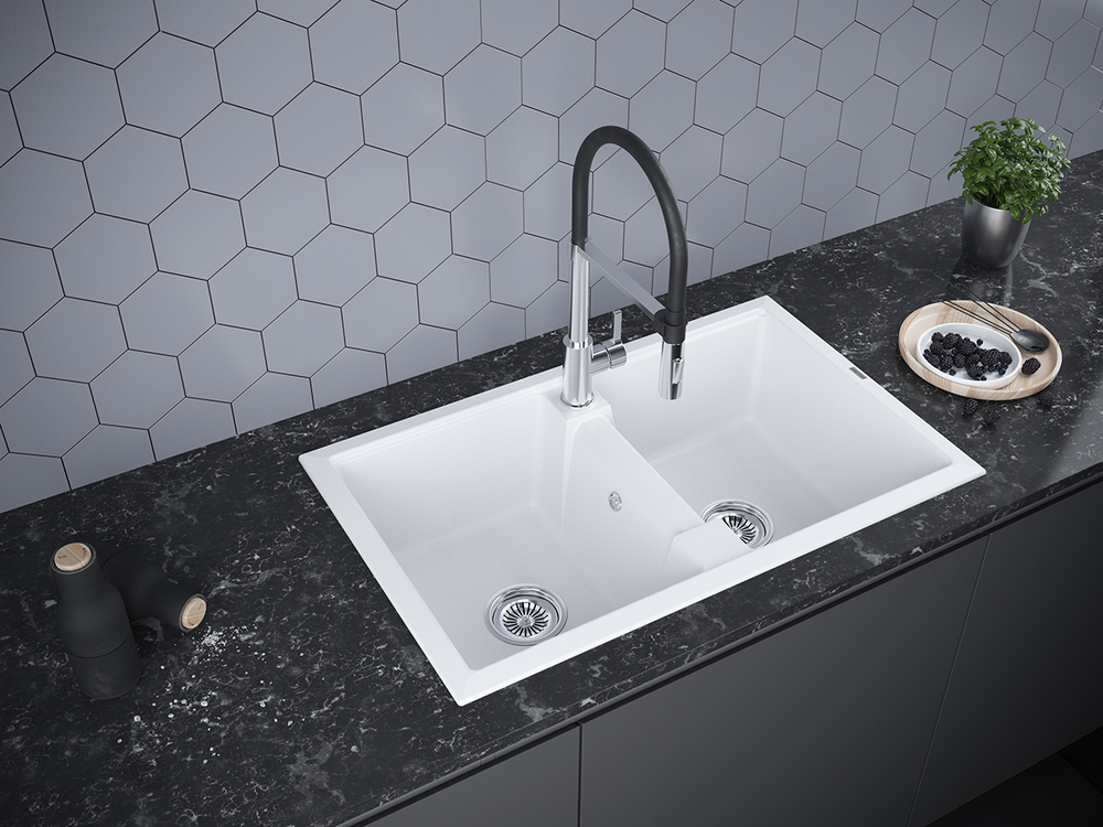 Детальное фото товара: Paulmark TANDEM 80/2, мойка, гранит, белый