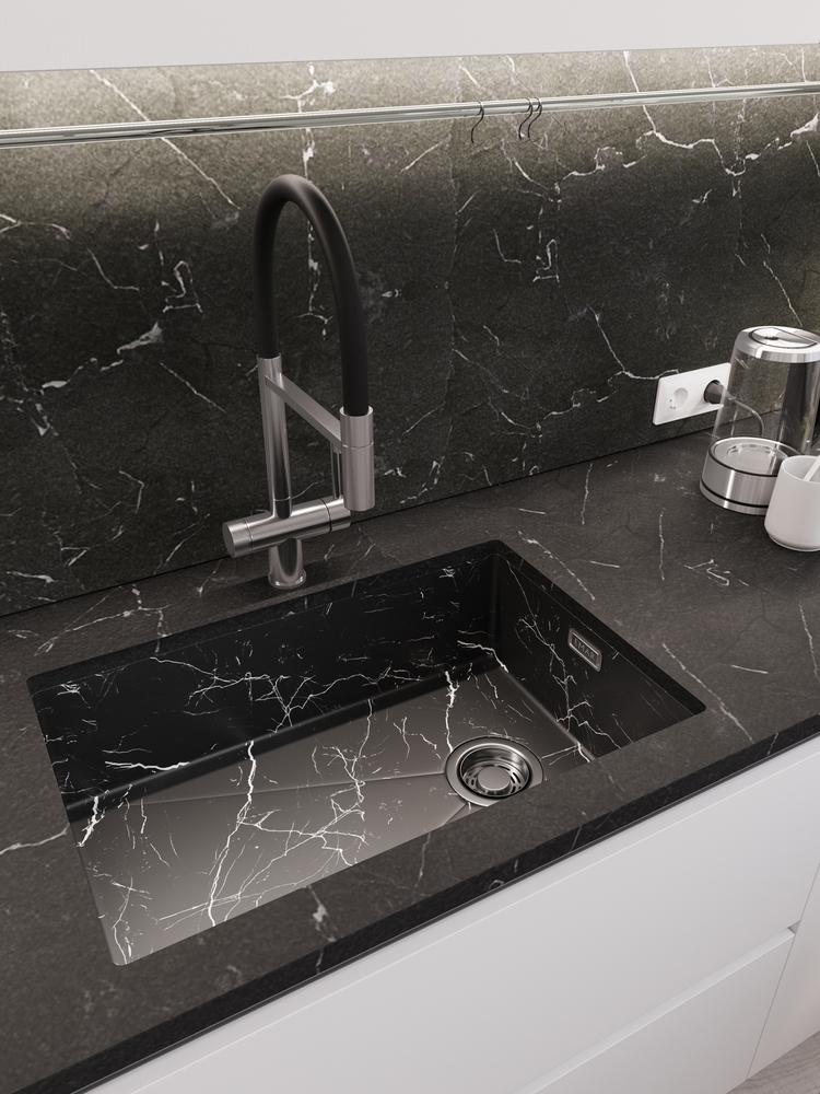 Детальное фото товара: Emar EMB-660(UN) Black Elegant, мойка, нержавеющая сталь, черный