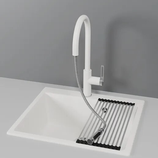 Детальное фото товара: GRANULA 8168 смеситель, гранит, арктик (белый)