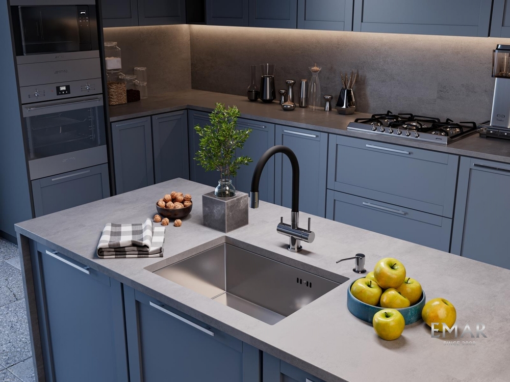 Детальное фото товара: Emar EMB-132 PVD Nano Satine, мойка, нержавеющая сталь сатин