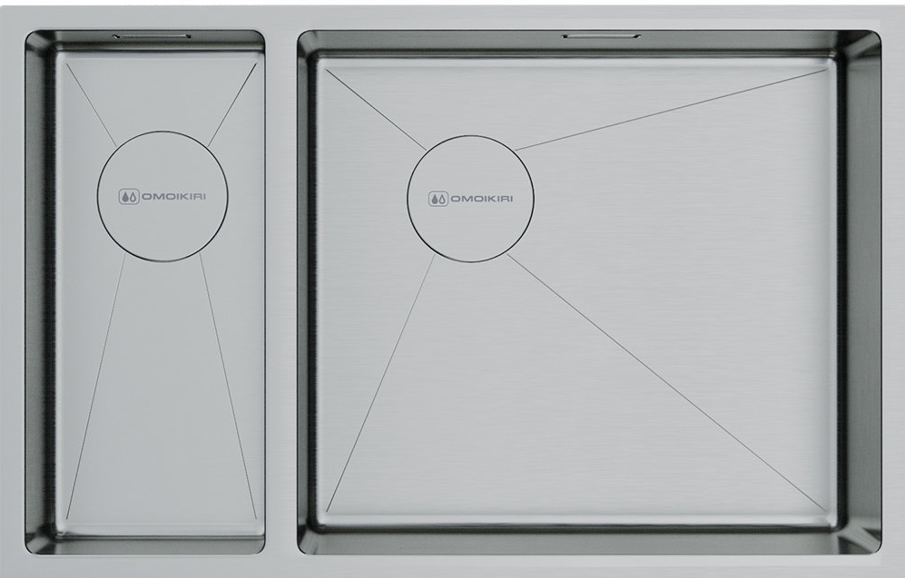 Детальное фото товара: Omoikiri Taki 69-2-U/IF-IN-R Side, мойка, нержавеющая сталь, чаша справа