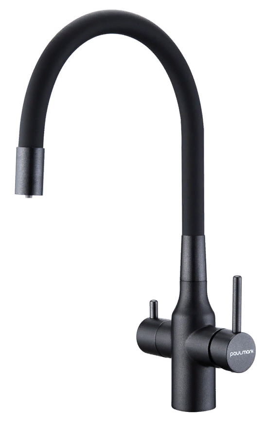 Фото товара: Paulmark SALIX, смеситель, черный, черный шланг