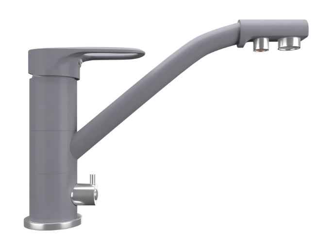 Фото товара: Maunfeld MFQT-10LGR, смеситель, гранит, светло-серый