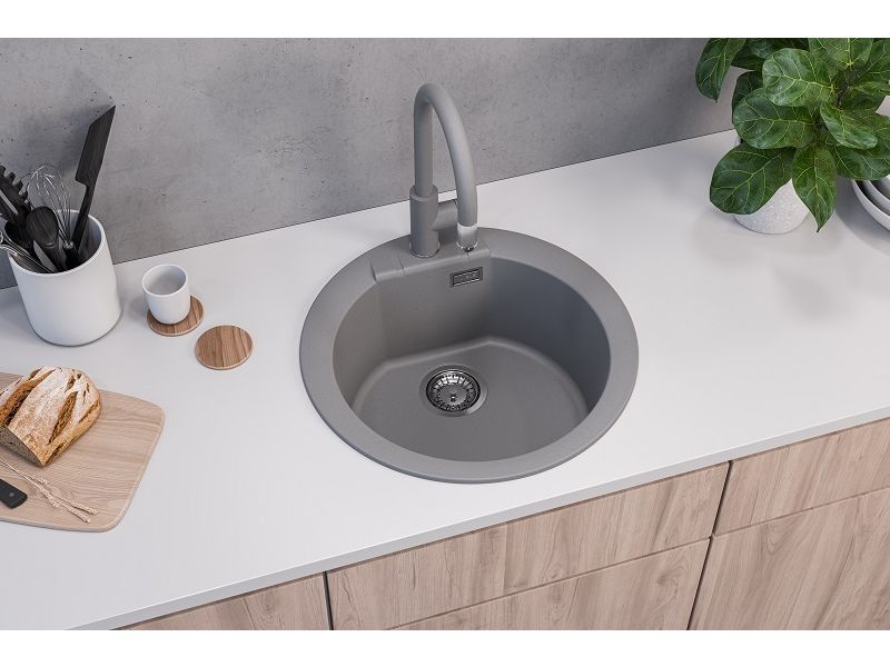 Детальное фото товара: ALVEUS GRANITAL CADIT 100 G81 CONCRE FI 520, мойка, гранит, бетон ( в комплекте с сифоном 1145083)