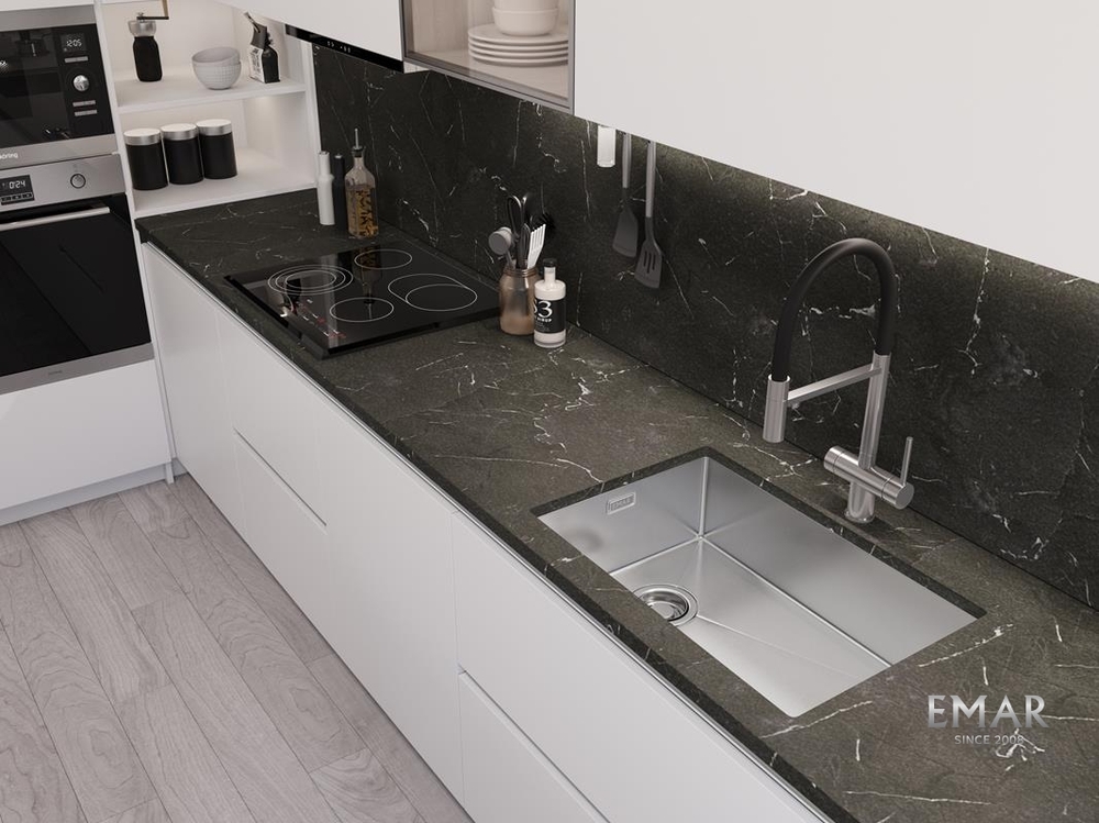 Детальное фото товара: Emar EMB-660(UN) PVD Nano Satin, мойка, нержавеющая сталь, сатин