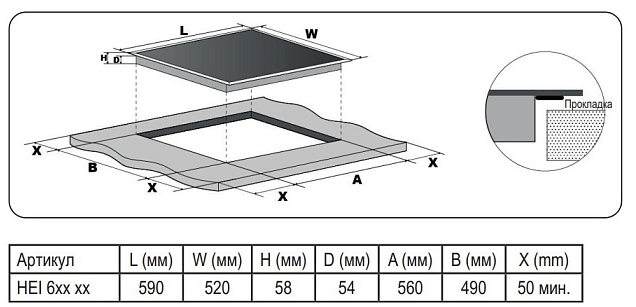 Детальное фото товара: Evelux HEI 641 B индукционная поверхность