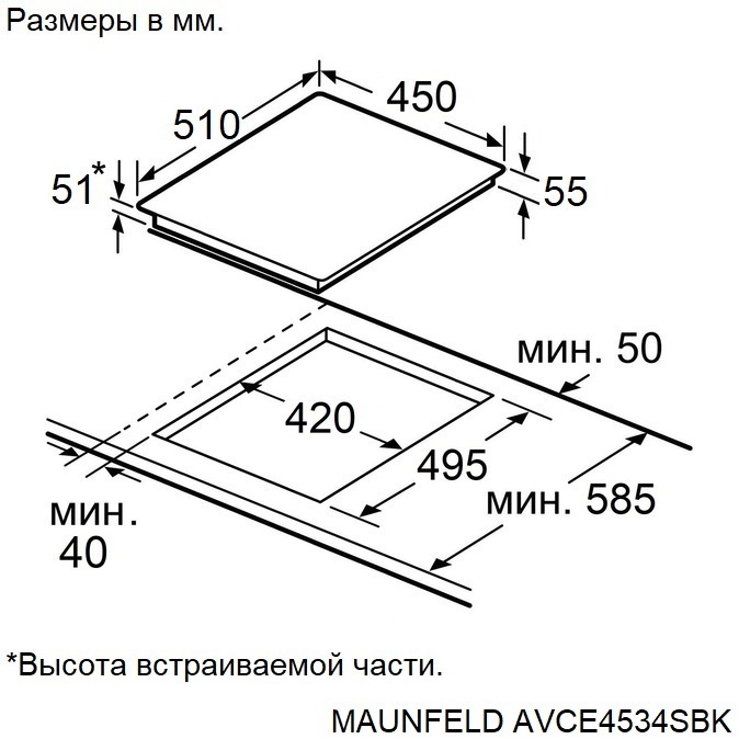 Детальное фото товара: Maunfeld AVCE4534SBK стеклокерамическая поверхность