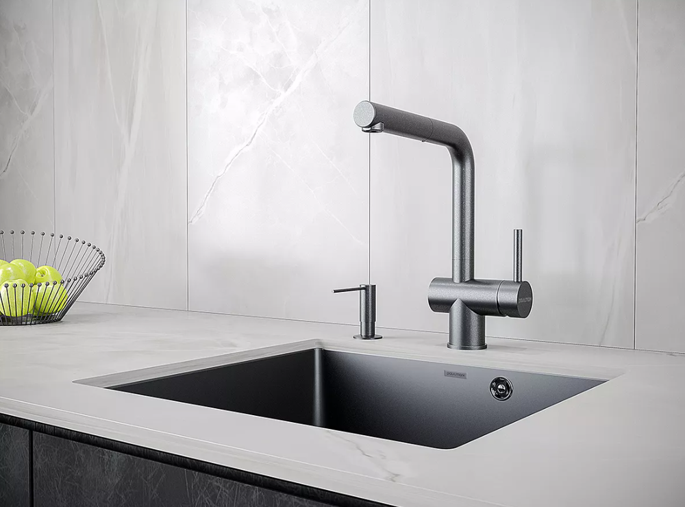 Paulmark DECUS, дозатор для моющего средства, черный Детальное фото товара: Paulmark DECUS, дозатор для моющего средства, черный