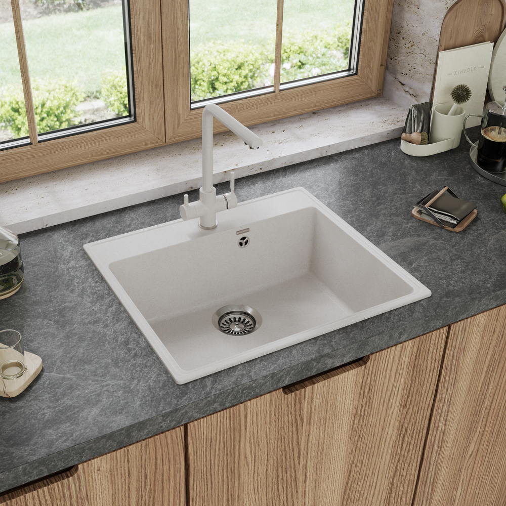 Детальное фото товара: Maunfeld Perla 580 MFQS-580W, мойка, гранит, кремовый