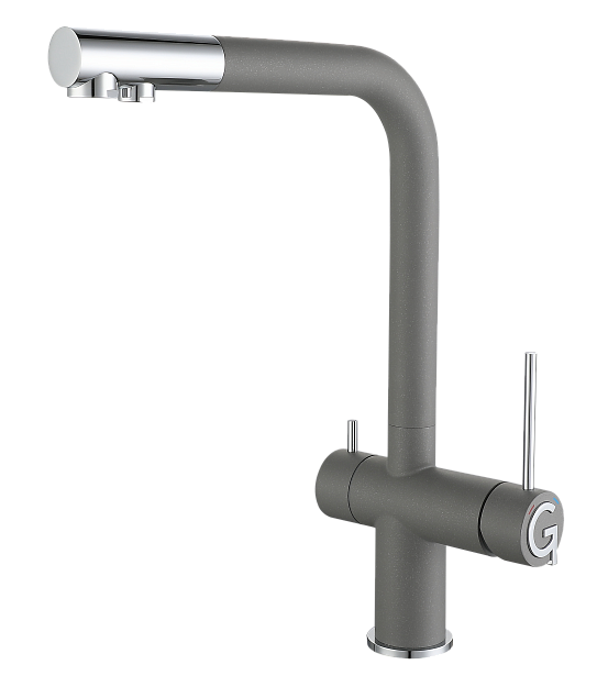 Фото товара: Rivelato LUGANO 1523513 grigio/cromo, смеситель, гранит, серый/хром
