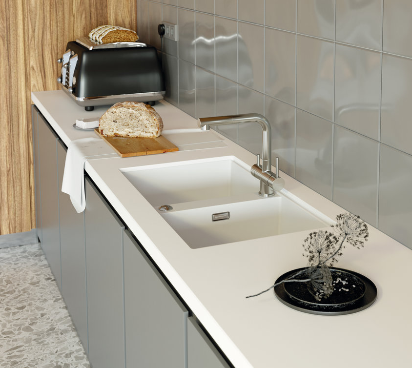 Детальное фото товара: Omoikiri Kitagawa 83-2-U-GR, мойка, керамика, leningrad grey