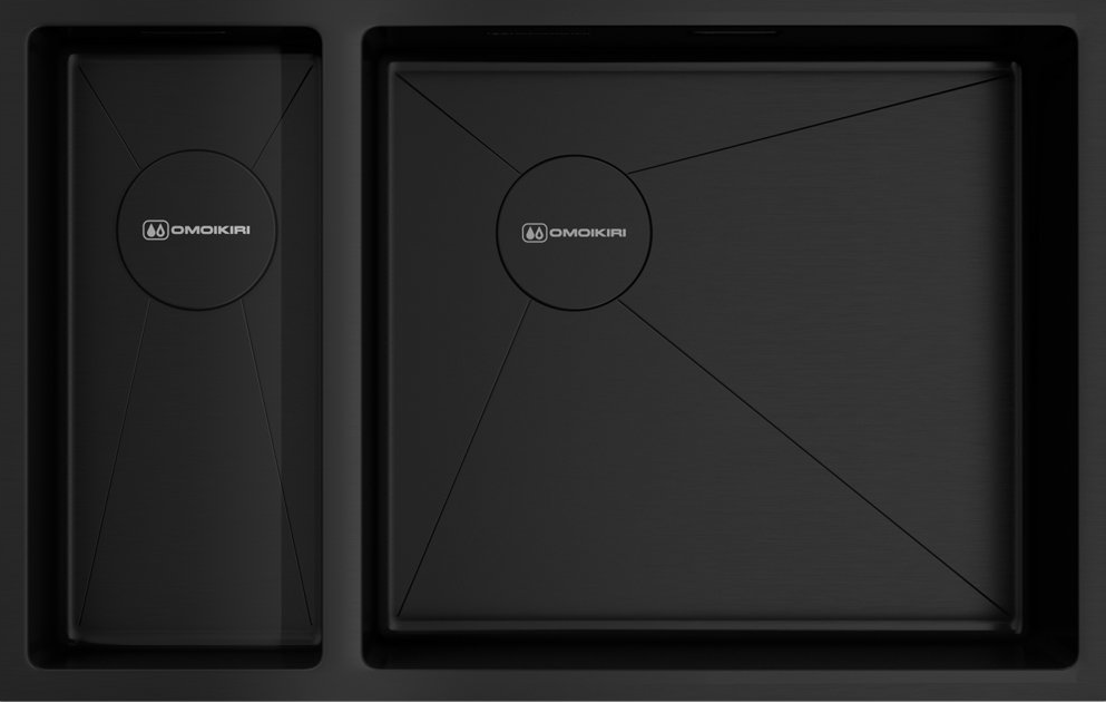 Фото товара: Omoikiri Taki 69-2-U/IF-GB-R Side, мойка, нержавеющая сталь/графит, чаша справа