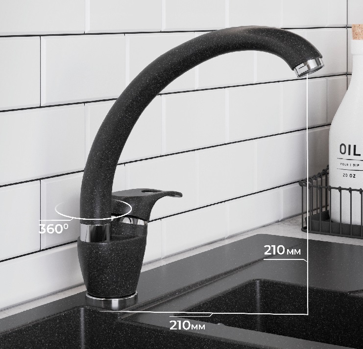 Детальное фото товара: Polygran Денеб, смеситель, черный №16