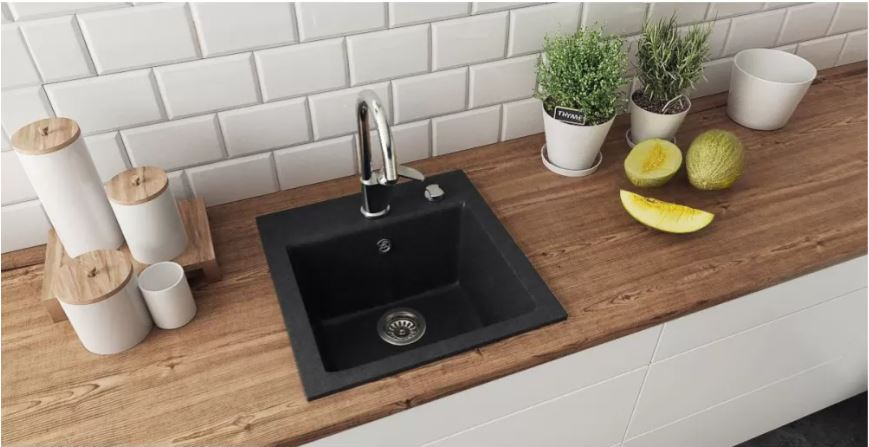 Детальное фото товара: ALVEUS GEM 10 GRANITAL G91, мойка, гранит, черный (в комплекте с сифоном 1130548)