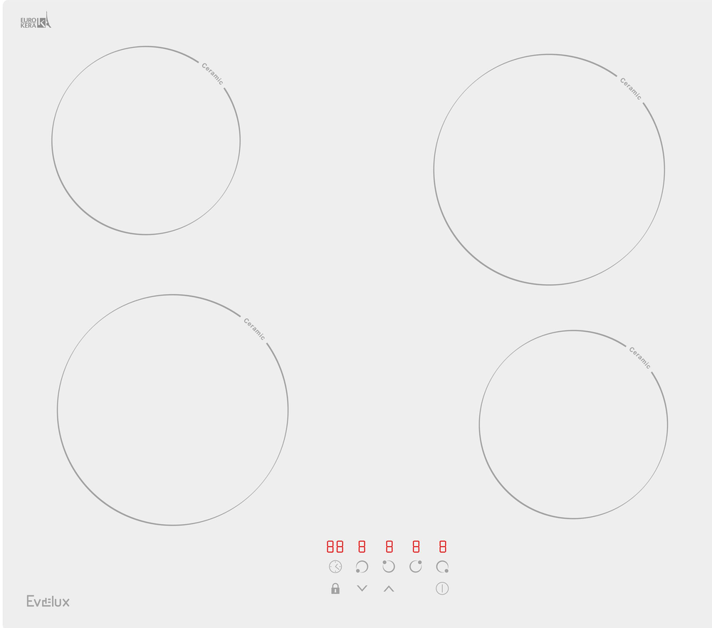 Детальное фото товара: Evelux HEV 640 W стеклокерамическая поверхность