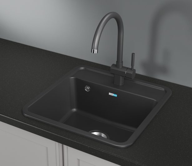 GRANULA 5001 мойка, гранит, черный Детальное фото товара: GRANULA 5001 мойка, гранит, черный