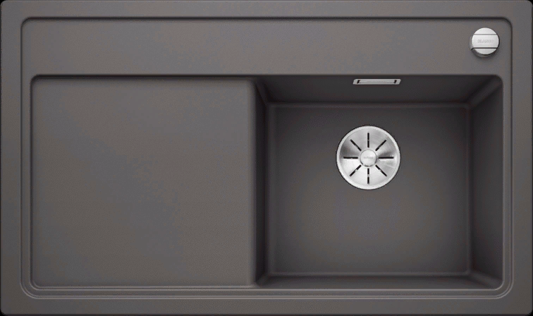 Фото товара: Blanco Zenar 45S, мойка, гранит, темная скала, с клапаном-автоматом, чаша справа