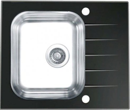 Фото товара: ALVEUS VITRO 10 RAL9005-90, мойка, нерж. сталь/стекло, черный (c сифоном клапан-автомат 1058656)