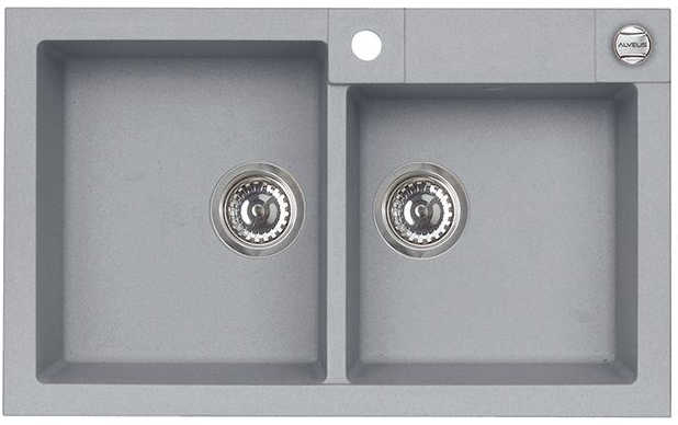 Фото товара: ALVEUS ROCK 90 GRANITAL CONCRETE-G81, мойка, гранит, серый (в комп.с сифоном 1105299)