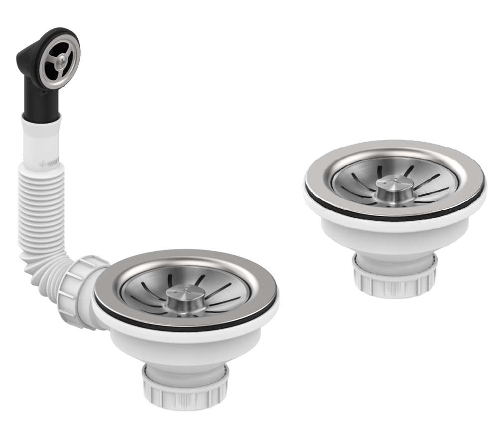 Фото товара: Teka Слив 3 1/2 на 2 чаши Helix Pro с круглым переливом для 1 чаши