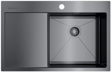 Фото товара: Omoikiri Akisame 78-GM-R, мойка, нержавеющая сталь/вороненая сталь, чаша справа