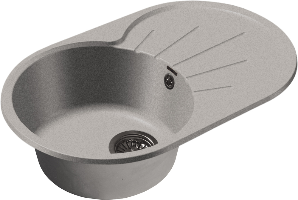 GranFest RONDO GF-R-750 L, мойка, мрамор, серый Детальное фото товара: GranFest RONDO GF-R-750 L, мойка, мрамор, серый