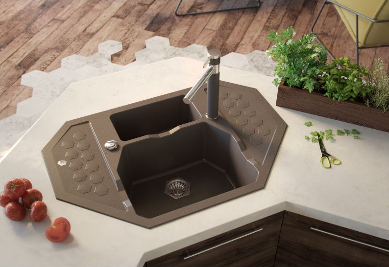 Детальное фото товара: ALVEUS SENSUAL 60 GRANITAL+ CHOCOLATE-G03M, мойка, гранит, шоколад (с сифоном 1104729)