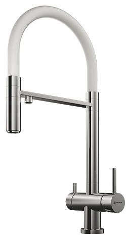 Omoikiri Kanto-C, смеситель, хром/белый гибкий шланг Детальное фото товара: Omoikiri Kanto-C, смеситель, хром/белый гибкий шланг