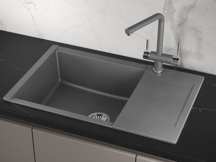 GRANULA ES-7807 мойка, гранит, графит Детальное фото товара: GRANULA ES-7807 мойка, гранит, графит