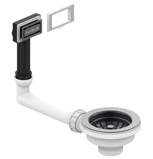 Фото товара: ALVEUS выпуск для мойки 114 ANTHRACITE new c рамкой и заглушкой (жесткий отвод)