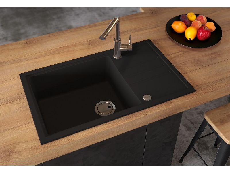 Детальное фото товара: ALVEUS INTERMEZZO 130 GRANITAL DEEP BLACK-G90, мойка, гранит, темно-черный (в комп. с сиф. 1117292)